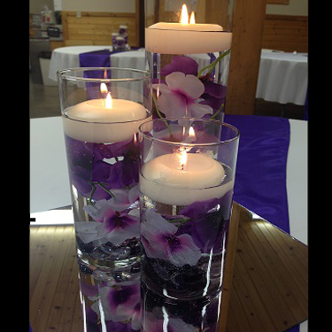 Purple Flower Fillers - Event Rentals - Cylinder Vase decoration